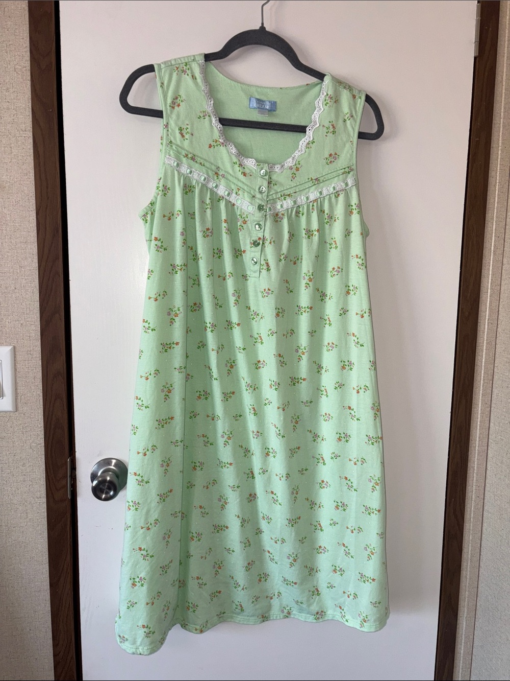 Celestial Dreams Green Ditsy Floral Cottagecore Sleeveless Nightgown L 12-14